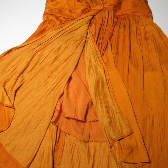 By Anthropologie Deep V-Neck Vibrant Mini Dress Orange Size 12 - Picture 8 of 12